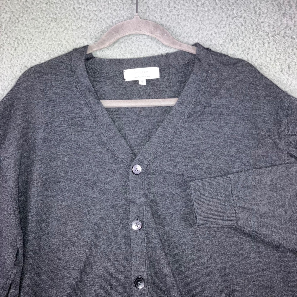 Turnbury Extra Fine Merino Wool Cardigan Sweater Men XL Gray Button Front Holes